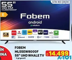 FOBEM ML55EW8000F 55 İNÇ UHD WHALE TV AKILLI TELEVİZYON